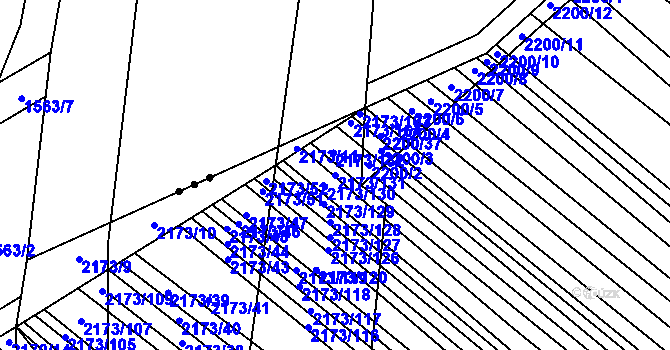 Parcela st. 2173/131 v KÚ Rajhrad, Katastrální mapa
