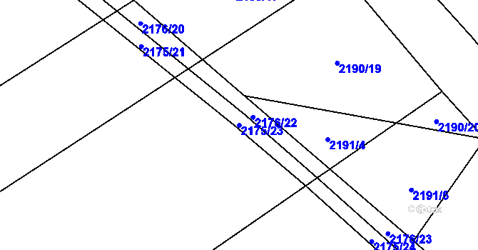 Parcela st. 2175/23 v KÚ Rajhrad, Katastrální mapa