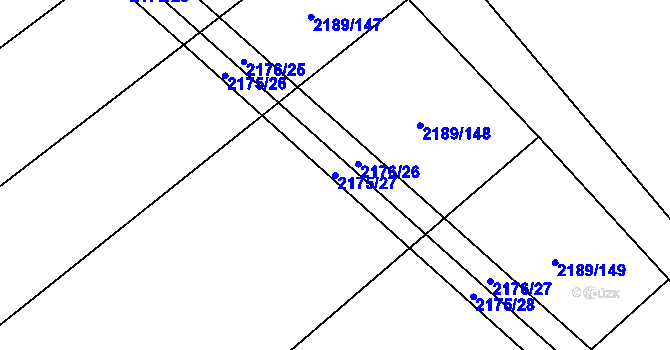 Parcela st. 2175/27 v KÚ Rajhrad, Katastrální mapa