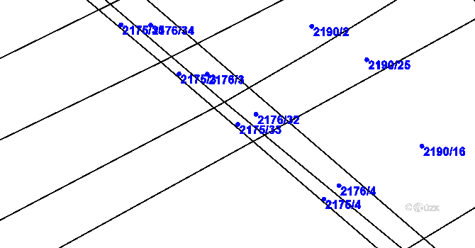 Parcela st. 2175/33 v KÚ Rajhrad, Katastrální mapa