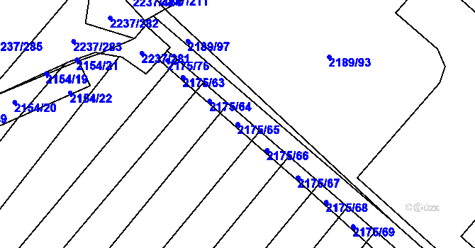 Parcela st. 2175/65 v KÚ Rajhrad, Katastrální mapa