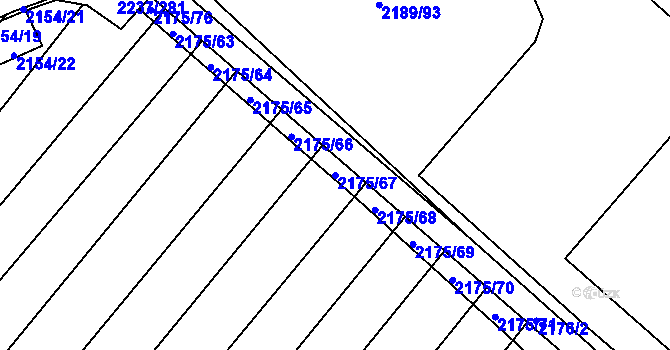 Parcela st. 2175/67 v KÚ Rajhrad, Katastrální mapa