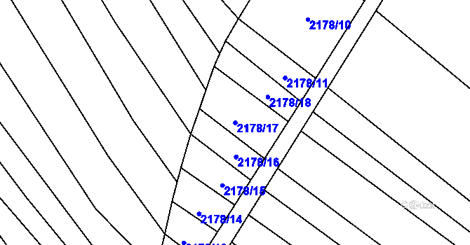 Parcela st. 2178/17 v KÚ Rajhrad, Katastrální mapa