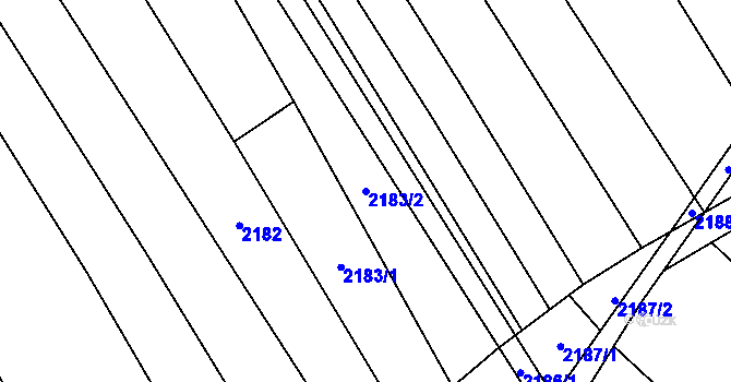Parcela st. 2183/2 v KÚ Rajhrad, Katastrální mapa
