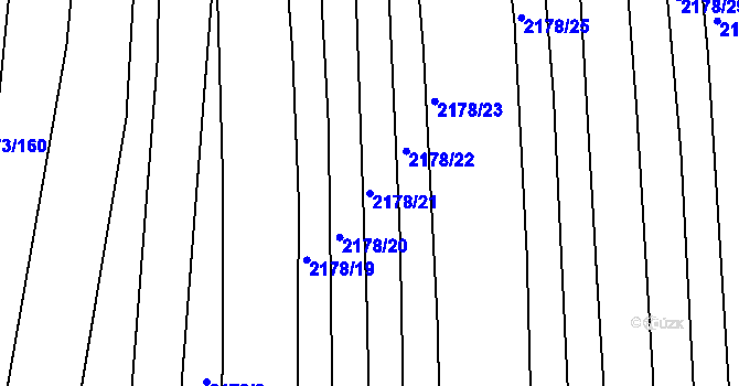 Parcela st. 2178/21 v KÚ Rajhrad, Katastrální mapa