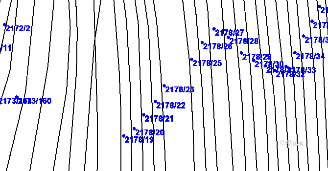 Parcela st. 2178/23 v KÚ Rajhrad, Katastrální mapa
