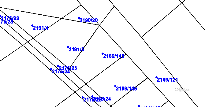 Parcela st. 2189/145 v KÚ Rajhrad, Katastrální mapa