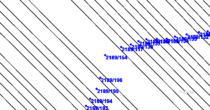 Parcela st. 2189/154 v KÚ Rajhrad, Katastrální mapa