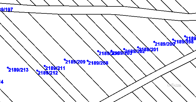 Parcela st. 2189/204 v KÚ Rajhrad, Katastrální mapa
