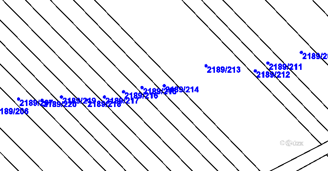 Parcela st. 2189/214 v KÚ Rajhrad, Katastrální mapa