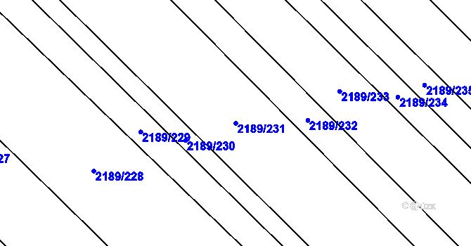 Parcela st. 2189/231 v KÚ Rajhrad, Katastrální mapa