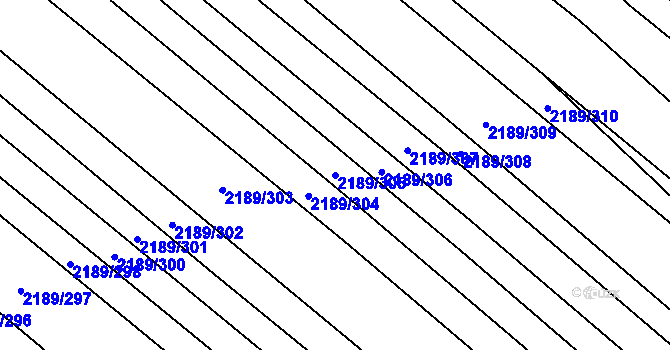 Parcela st. 2189/305 v KÚ Rajhrad, Katastrální mapa