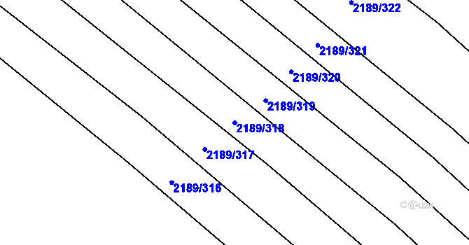 Parcela st. 2189/318 v KÚ Rajhrad, Katastrální mapa