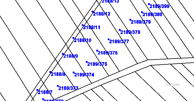Parcela st. 2189/376 v KÚ Rajhrad, Katastrální mapa