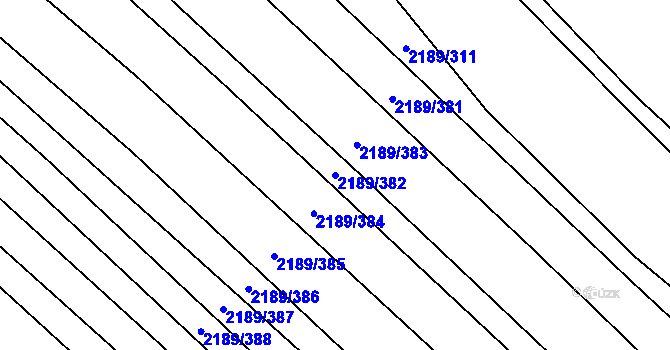 Parcela st. 2189/382 v KÚ Rajhrad, Katastrální mapa