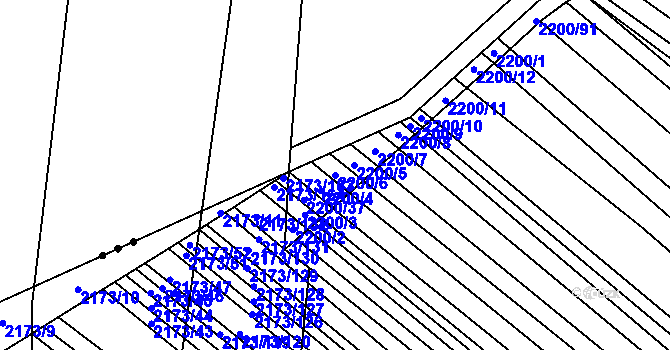 Parcela st. 2200/6 v KÚ Rajhrad, Katastrální mapa