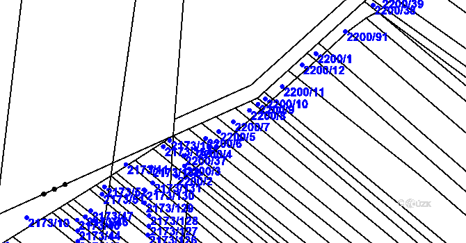 Parcela st. 2200/7 v KÚ Rajhrad, Katastrální mapa