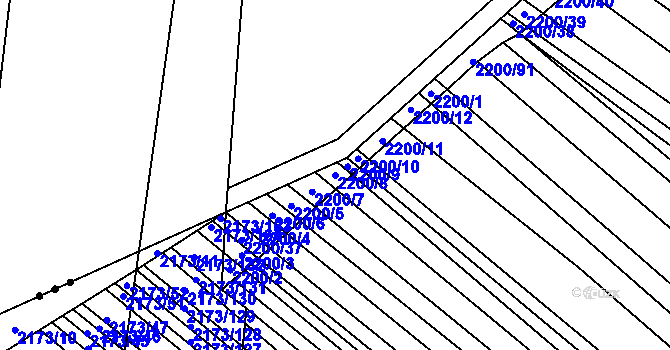 Parcela st. 2200/8 v KÚ Rajhrad, Katastrální mapa