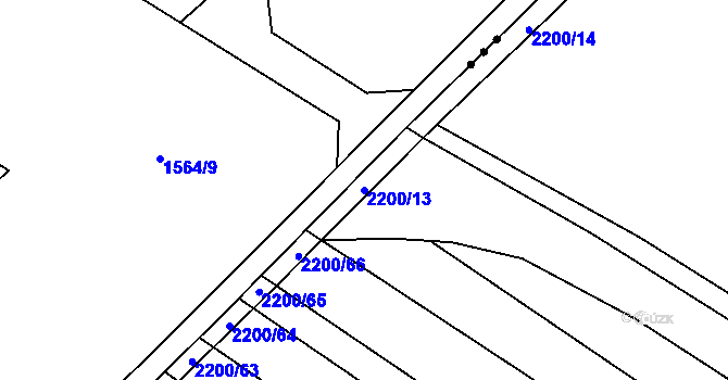 Parcela st. 2200/13 v KÚ Rajhrad, Katastrální mapa