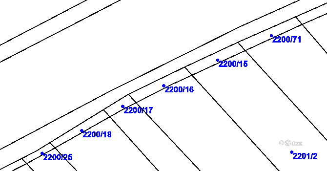 Parcela st. 2200/16 v KÚ Rajhrad, Katastrální mapa