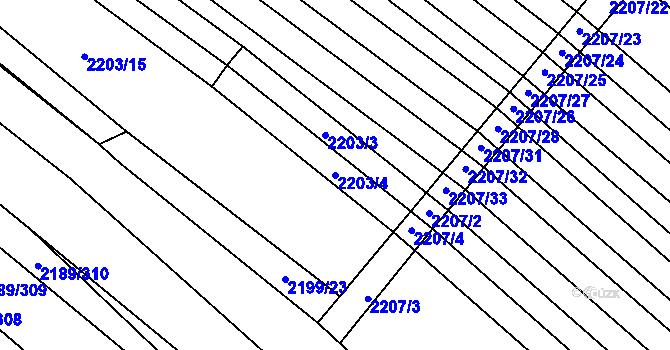Parcela st. 2203/4 v KÚ Rajhrad, Katastrální mapa