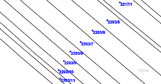 Parcela st. 2203/7 v KÚ Rajhrad, Katastrální mapa