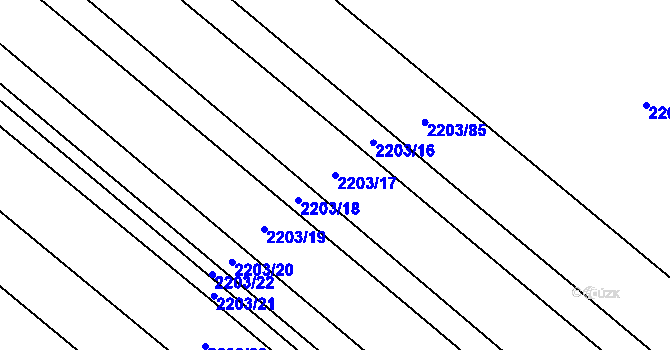 Parcela st. 2203/17 v KÚ Rajhrad, Katastrální mapa