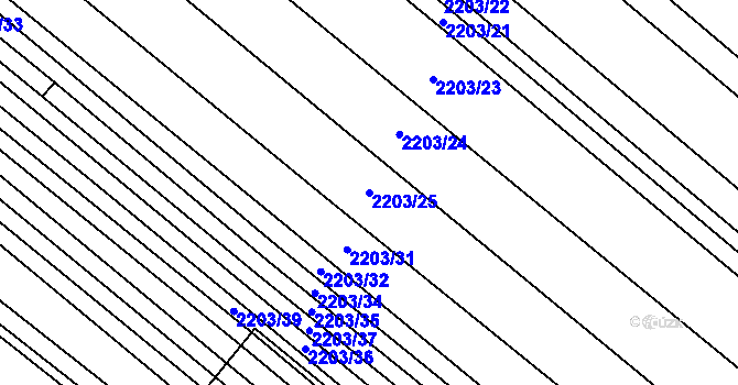 Parcela st. 2203/25 v KÚ Rajhrad, Katastrální mapa