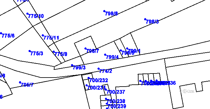 Parcela st. 799/4 v KÚ Rajhrad, Katastrální mapa