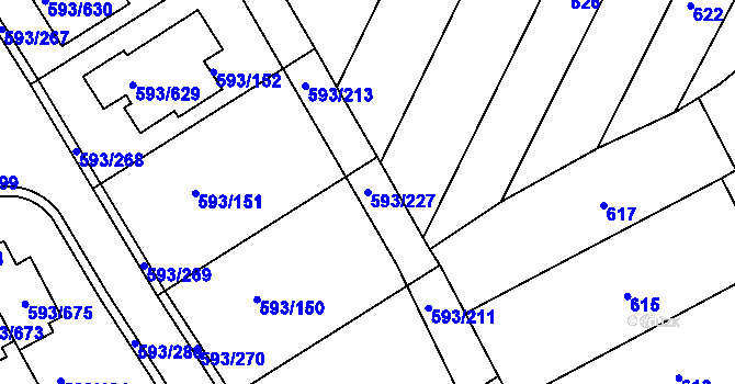 Parcela st. 593/227 v KÚ Rajhrad, Katastrální mapa