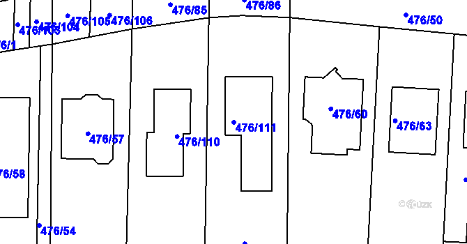 Parcela st. 476/111 v KÚ Rajhrad, Katastrální mapa