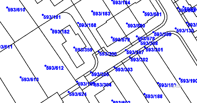 Parcela st. 593/306 v KÚ Rajhrad, Katastrální mapa