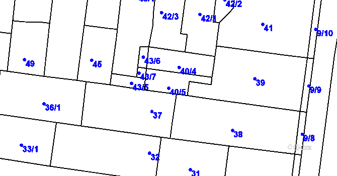Parcela st. 40/5 v KÚ Rajhrad, Katastrální mapa