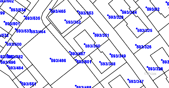 Parcela st. 593/350 v KÚ Rajhrad, Katastrální mapa