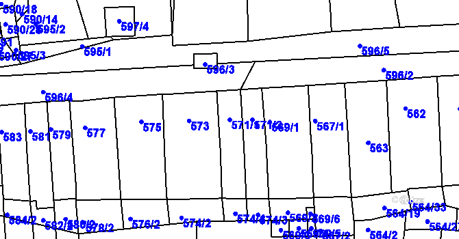 Parcela st. 571/1 v KÚ Rajhrad, Katastrální mapa