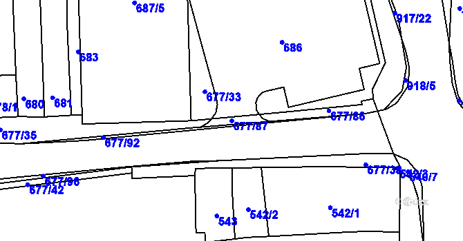 Parcela st. 677/87 v KÚ Rajhrad, Katastrální mapa