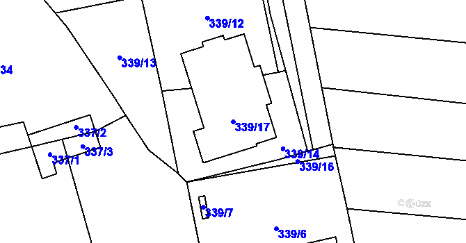 Parcela st. 339/17 v KÚ Rajhrad, Katastrální mapa