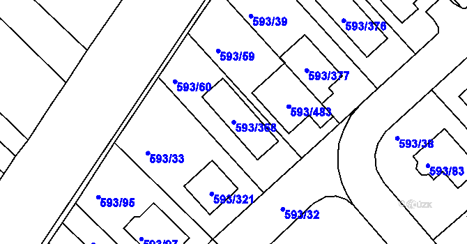 Parcela st. 593/368 v KÚ Rajhrad, Katastrální mapa
