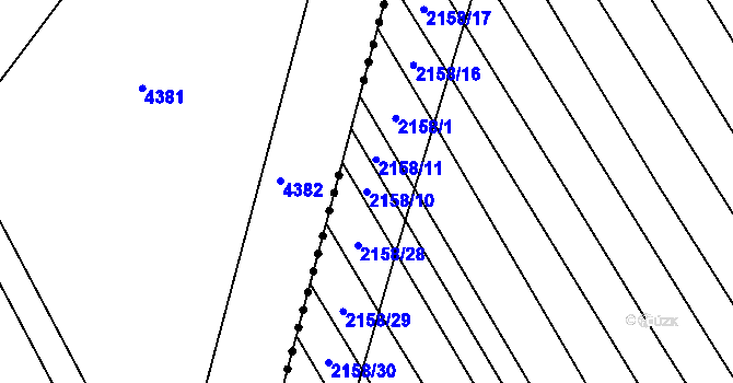 Parcela st. 2158/10 v KÚ Rajhrad, Katastrální mapa