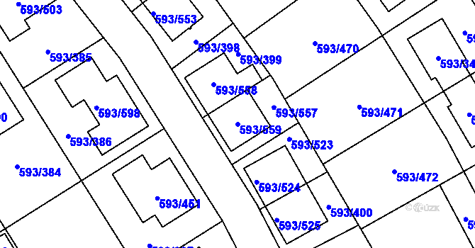 Parcela st. 593/559 v KÚ Rajhrad, Katastrální mapa
