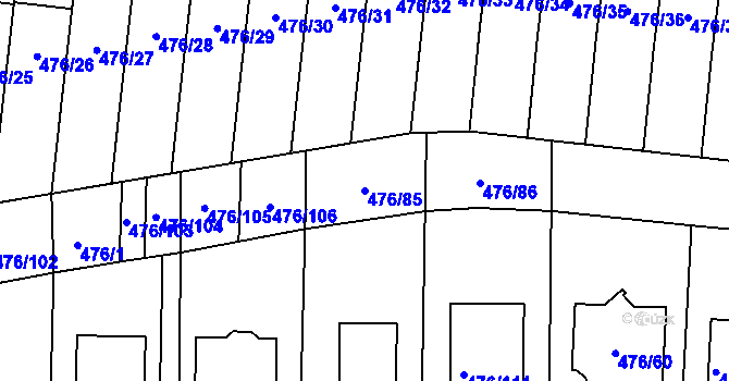 Parcela st. 476/85 v KÚ Rajhrad, Katastrální mapa