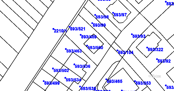 Parcela st. 593/560 v KÚ Rajhrad, Katastrální mapa