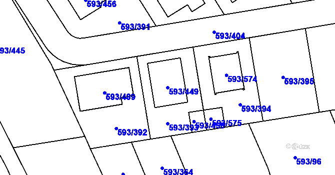 Parcela st. 593/449 v KÚ Rajhrad, Katastrální mapa