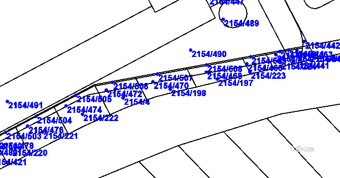Parcela st. 2154/198 v KÚ Rajhrad, Katastrální mapa