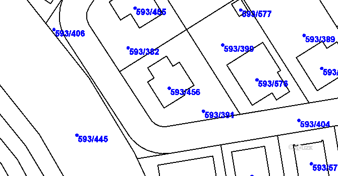 Parcela st. 593/456 v KÚ Rajhrad, Katastrální mapa