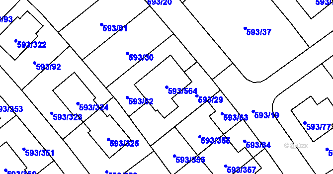 Parcela st. 593/564 v KÚ Rajhrad, Katastrální mapa