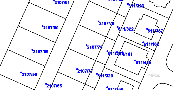 Parcela st. 2107/78 v KÚ Rajhrad, Katastrální mapa