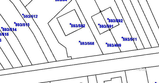 Parcela st. 593/568 v KÚ Rajhrad, Katastrální mapa