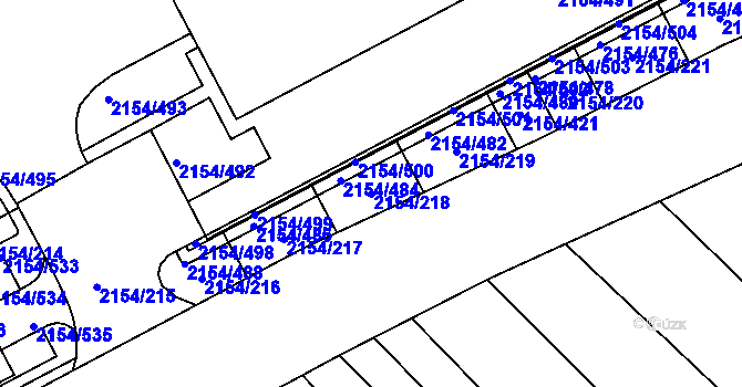 Parcela st. 2154/218 v KÚ Rajhrad, Katastrální mapa