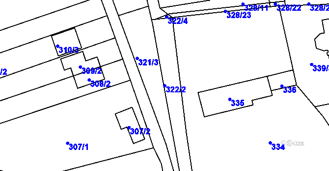Parcela st. 322/2 v KÚ Rajhrad, Katastrální mapa